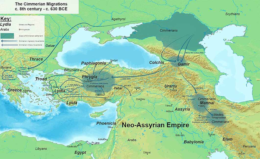 Territory of the original Cimmerians before migrations