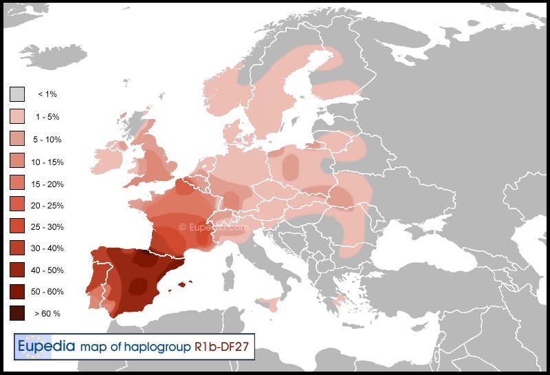 Spanish peninsular R1b mapping.